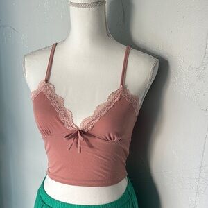 Elegant Mauve Lace Crop Top